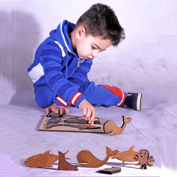 چیدمان چوبی یادگیری فرم بدن حیوانات دریایی 